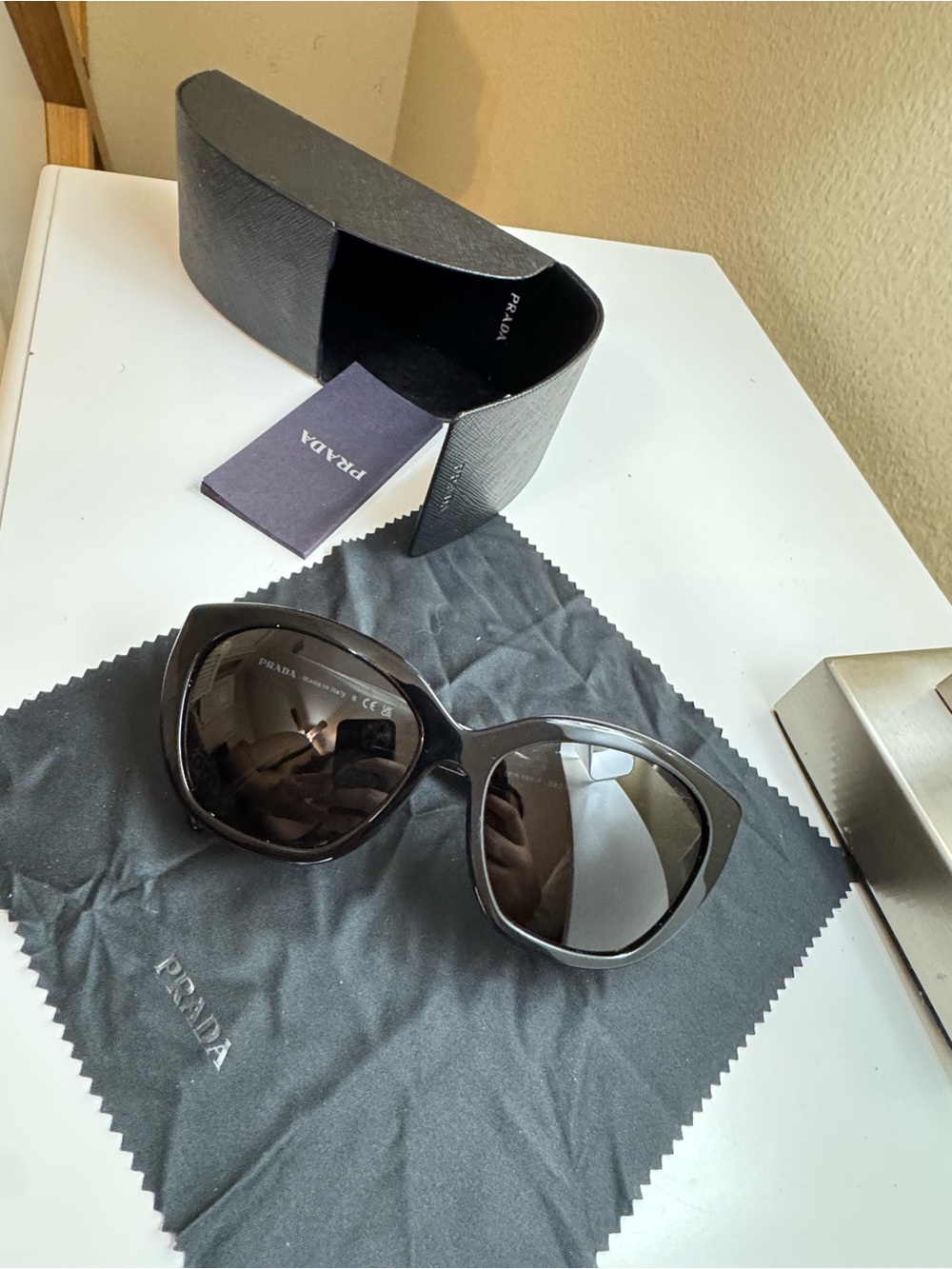 Prada Black Gloss Oversized Cat-Eye Sunglasses